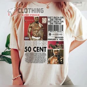 50 Cent Tickets 2023 Shirt, 50 Cent Get Rich Or Die Tryin Album T- Shirt, 50cent Rap Retro Style Graphic Shirt, 50cent Concert Merch