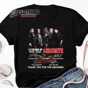Aerosmith 53 Years Anniversary Merch Aerosmith 53 Years 1970 2023 Signatures Shirt Aerosmith Band Tour 2023 Thank You For The Memories T Shirt
