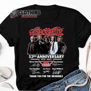 Aerosmith Band Tour 2023 Signatures Merch Aerosmith Rock Band 3Rd Anniversary Shirt Aerosmith Band Tour 2023 Thank You For The Memories T Shirt