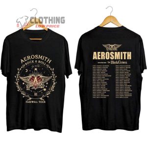 Aerosmith Rock And Roll Merch, Aerosmith 2023 – 2024 Peace Out Farewell Tour With The Black Crowes Tour Shirt, Aerosmith Band Tour Dates 2023 2024 T-Shirt