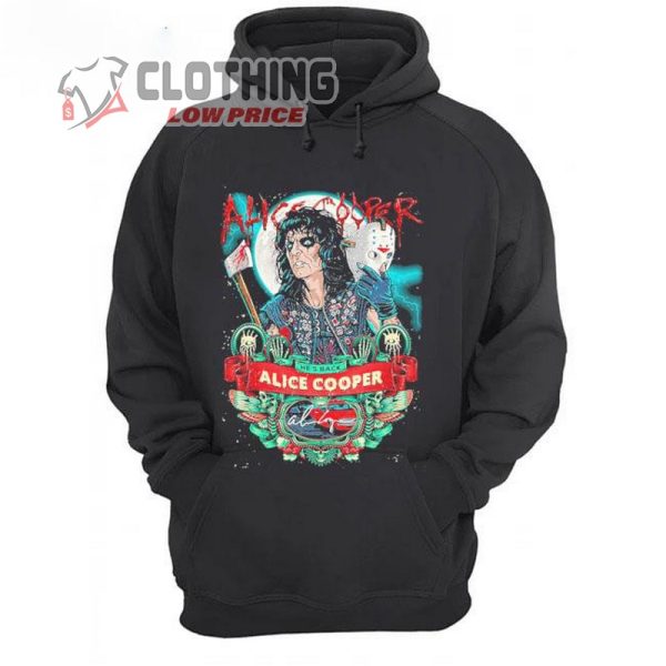 Alice Cooper Halloween T- Shirt, Alice Cooper He’s Back Jason Voorhees Halloween Shirt Hoodie, Alice Cooper Halloween Setlist Merch