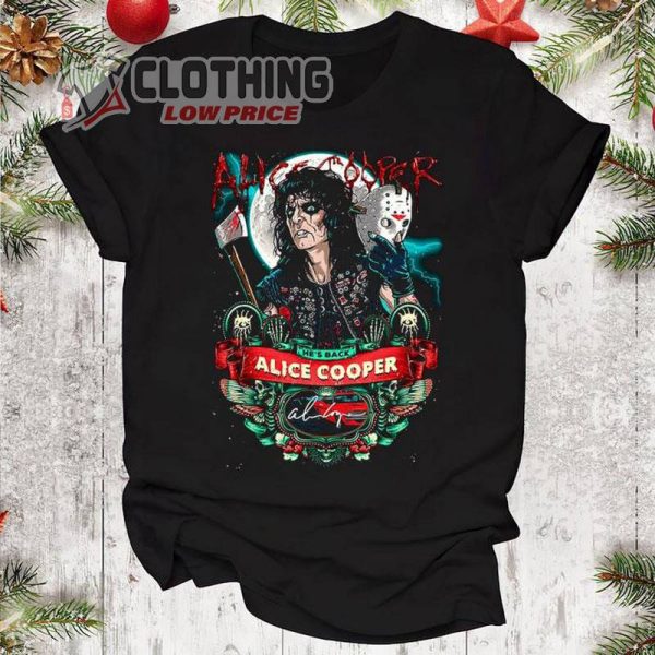 Alice Cooper Halloween T- Shirt, Alice Cooper He’s Back Jason Voorhees Halloween Shirt Hoodie, Alice Cooper Halloween Setlist Merch