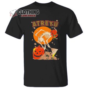 Atreyu Halloween 2023 Merch Skeleton Pumkin Halloween Shirt Atreyu Halloween Tee Happy Halloween 2023 T Shirt
