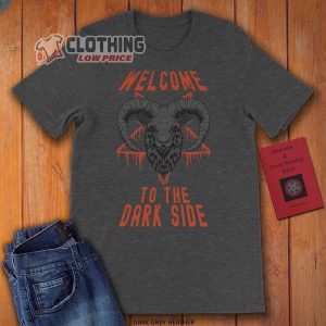 Baphomet And Blood Pentagram Halloween Shirt Welcome To The Dark Side Satanic Design Tee Baphomet Worship Tee2