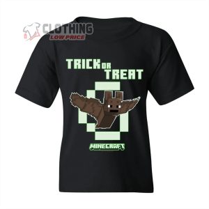 Bat Flying Minecraft Halloween T-Shirt, Trick Or Treat Bat Flying Minecraft Halloween T-Shirt, Minecraft Costumes For Halloween
