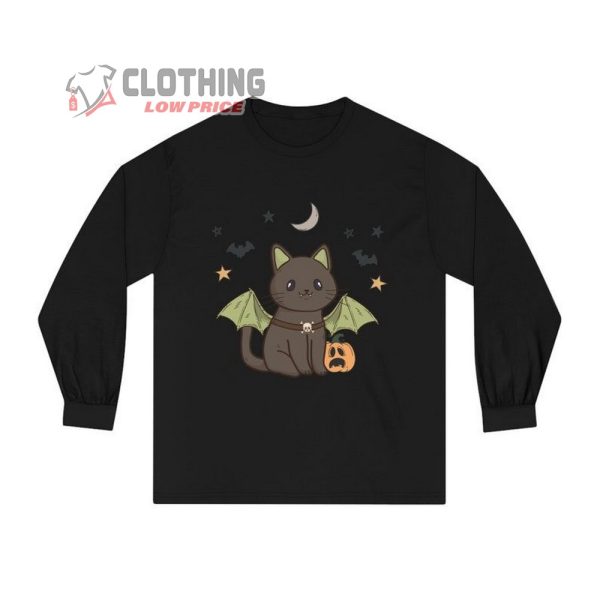 Black Kitty Halloween Shirt, Halloween Cat T Shirt, Halloween Pumpkin Tee, Halloween Bat Kitty, Halloween Cute Gift