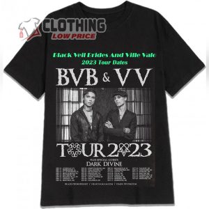 Black Veil Brides And Ville Valo 2023 Tour Dates T- Shirt, Black Veil Brides Heartagram 2023 USA Tour Dates Tickets Merch, Black Veil Brides Tour Dates 2023 Shirt