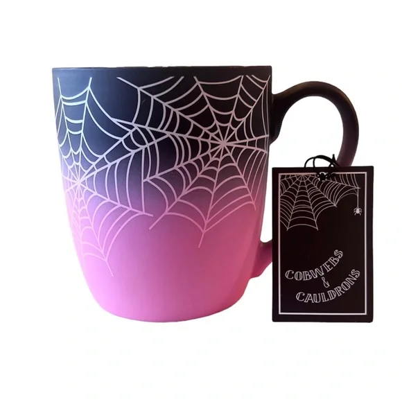 Black and Pink Soft Touch Spiderweb Halloween Mug poshmark