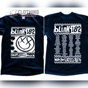 Blink 182 The World Tour 2023-2024 Europe Australia Shirt, Blink 182 Rock N’ Roll T-Shirt, Blink 182 New Zealand Tour Dates Shirt