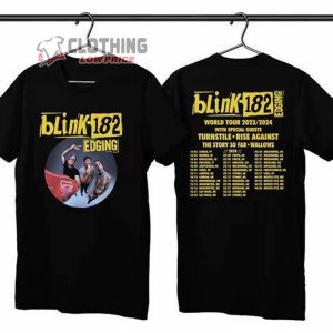 Blink 182 Tour 2023 2024 With Special Guest Turnstile Shirt, Blink-182 North America Europe Tour Dates Shirt, Blink 182 Concert Merch
