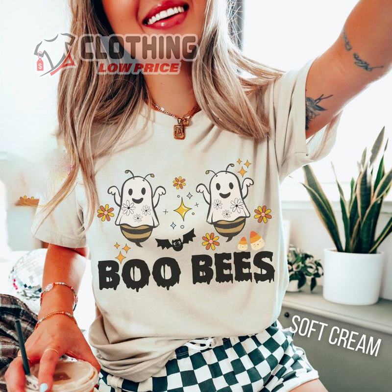 Boo Bees Halloween T- Shirt, Funny Halloween It's Spooky Season Shirt, Halloween 2023 Trends Merch Shirt, Halloween Decor Trends 2023 Merch