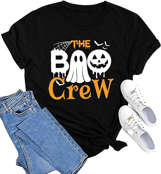 Boo Crew Women Spooky Season Ghost Graphic Tee amazon