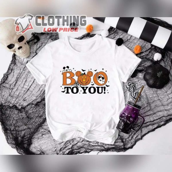 Boo To You Mickey Ghost Shirt, Cute Halloween Pumpkin And Ghosts, Spooky Ghost Creepy Season Tee