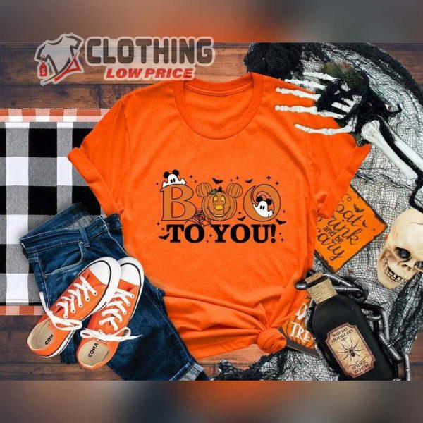 Boo To You Mickey Ghost Shirt, Cute Halloween Pumpkin And Ghosts, Spooky Ghost Creepy Season Tee