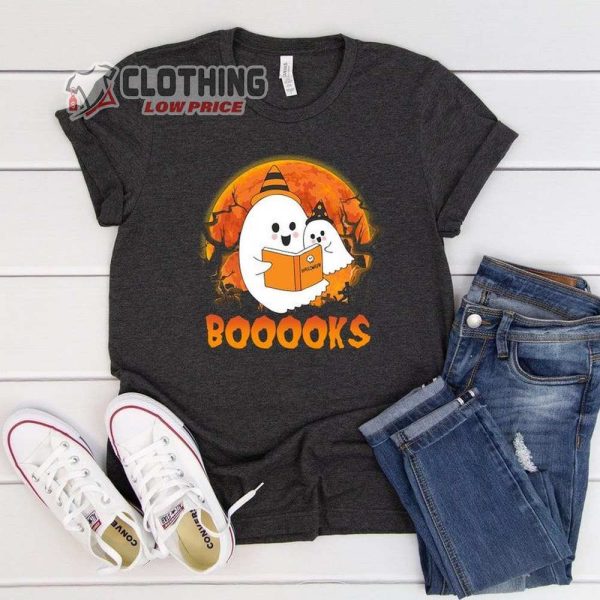 Books Halloween Shirt Cute Ghost Halloween Shirt Funny Halloween Shirts Halloween Party Tee Teacher Halloween Tee