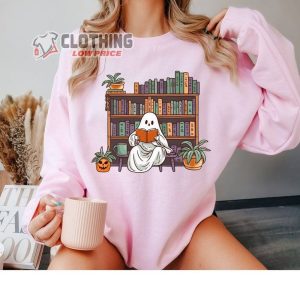 Bookworm Ghost Shirt, Halloween Sweatshirt Cute Ghost, Halloween Gift For Book Lover, Pumpkin Witch Sweatshirt, Bookworm Back To School, Funny Halloween Shirt