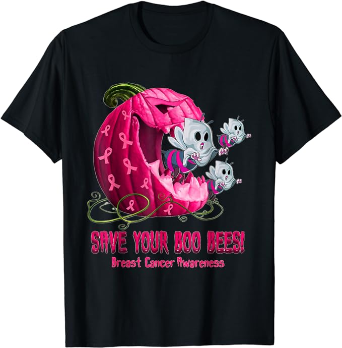 Breast Cancer Awareness Boos Pumpkin Save Your Boo Bees T Shirt amazon