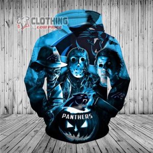 Carolina Panthers Halloween Horror Night 3D Merch, Horror Night Halloween 3D Sweatshirts, Michael Myers 3D All Over Printed