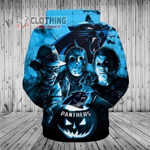 Carolina Panthers Halloween Horror Night 3D Merch, Horror Night Halloween 3D Sweatshirts, Michael Myers 3D All Over Printed