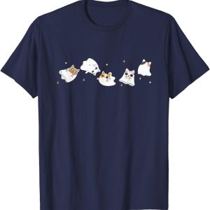 Cat Ghost Halloween Costume Spooky Cute Kawaii Animal T-Shirt