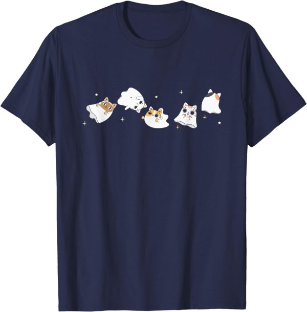 Cat Ghost Halloween Costume Spooky Cute Kawaii Animal T-Shirt