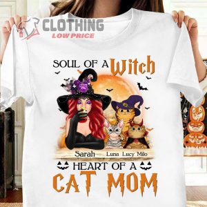 Cat Woman Halloween Costume Shirt, Heart Of A Cat Mom Personalized Shirt, Halloween Gift, Personalized Gift For Cat, Halloween Decor Trends 2023 Shirt
