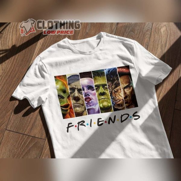 Classic Friends Monsters Shirt, Wolfman, Dracula, Invisibal Man, Frankinstine, The Mummy, Michael Myers, Jason Voorhees Halloween Tee