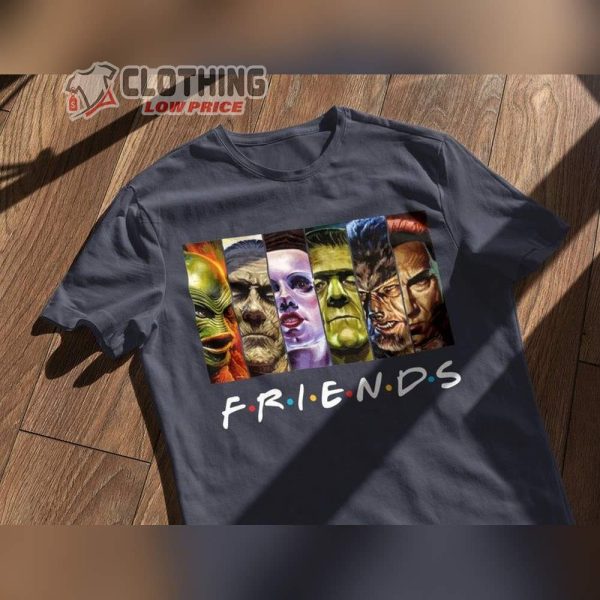 Classic Friends Monsters Shirt, Wolfman, Dracula, Invisibal Man, Frankinstine, The Mummy, Michael Myers, Jason Voorhees Halloween Tee