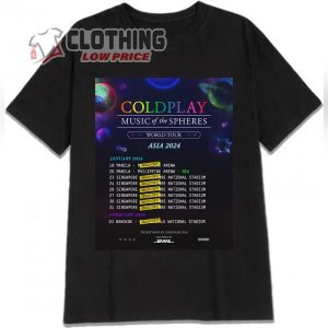Coldplay Reveals 2024 Asia Tour Dates T- Shirt, Coldplay European 2024 Tour Shirt, Coldplay World Tour 2024 Merch