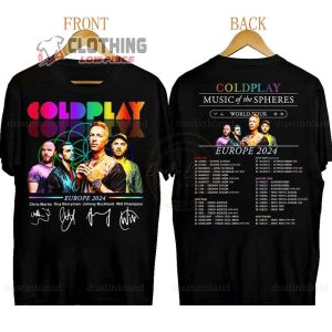 Coldplay World Tour Europe 2024 Merch Coldplay Band Music Of The Spheres Tour 2024 Shirt Vintage Coldplay Tour 2024 Tee Coldplay Band Member Signatures T Shirt 2