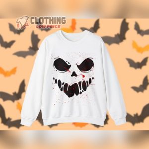 Creepy Spooky Halloween Unisex Sweatshirt, Evil Smile Sweater, Scary Face Sweater, Horror Costume Jumper, Bloody Smile Tee