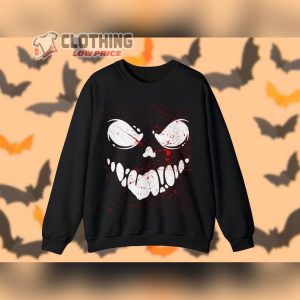 Creepy Spooky Halloween Unisex Sweatshirt, Evil Smile Sweater, Scary Face Sweater, Horror Costume Jumper, Bloody Smile Tee