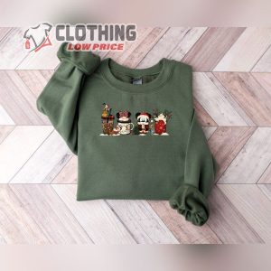 Cute Disney Mickey Minnie Pluto Christmas Coffee T-Shirt Sweatshirt, Cute Christmas Disney Christmas Coffee Shirts, Mickey Fan Gift