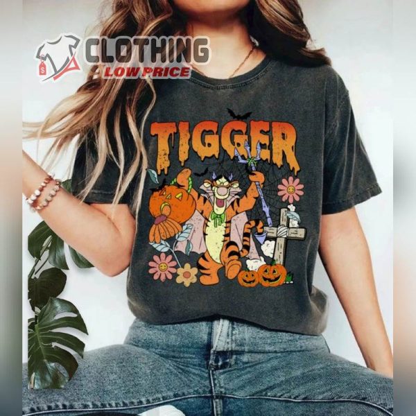 Cute Pumpkin Batman Flower Disney Halloween Shirt, Cute Tiger Disney Halloween Shirt, Tigger And Fall Pumpkin Tee