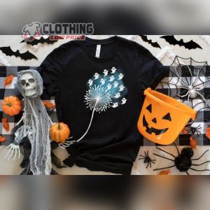Dandelion Halloween Ghost Tee, Ghost Tee Shirt, Cute Halloween, Dandelion Shirt, Spooky Halloween Party Tee, Halloween Teacher Shirts