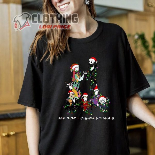 Disney Christmas The Nightmare Before Chirstmas Lights Group Shirt, Jack Skellington Lights Shirt, Sally Lights Merry Christmas  Unisex T- Shirt