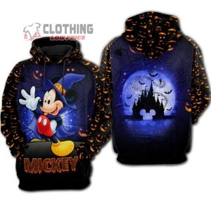 Disney Halloween 3D Merch, Disney Not So Scary Halloween 2023 Shirt, Mickey Mouse Wizard Disney Castle Halloween Night Hoodie 2023 3D All Over Printed
