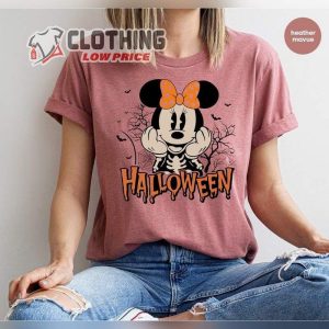 Disney Halloween Minnie Mouse T Shirt Mickey Mouse Graphic Tees Spooky Season Halloween Skeleton Tshirts3