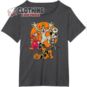 Disney Mickey Donald Goofy Halloween Shirt & Pluto Pumpkin Skeleton Halloween Costumes T-Shirt
