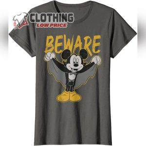 Disney Mickey Mouse Dracula Costume Beware Retro T Shirt Bewarre Black Disney Mouse Tee3