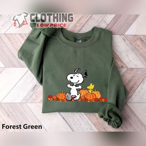 Dog Autumn Pumpkin Unisex Sweatshirt And Hoodie, Retro Snoopy Pumpkins Peanuts Woodstock Halloween Shirt