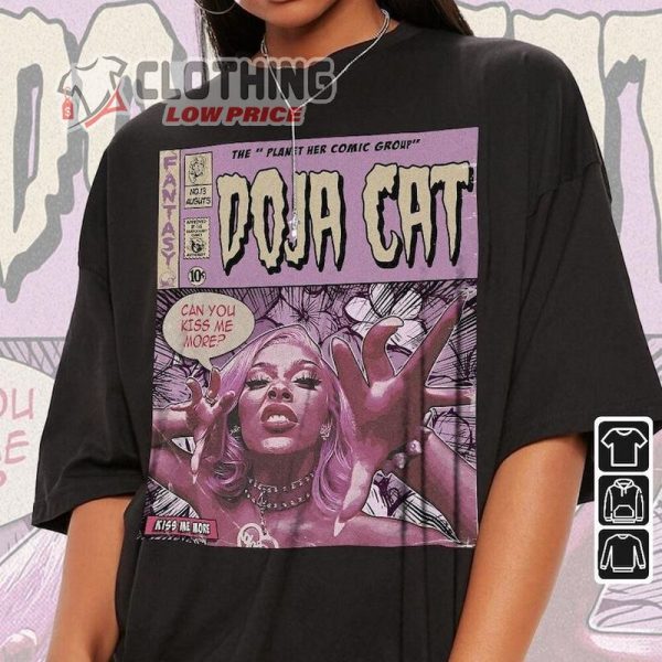 Doja Cat Comic Shirt, 90s Vintage Merch Art Kiss Me More Planet Her Album Shirt, Doja Cat Concert World Tour Ticket 2023 Shirt