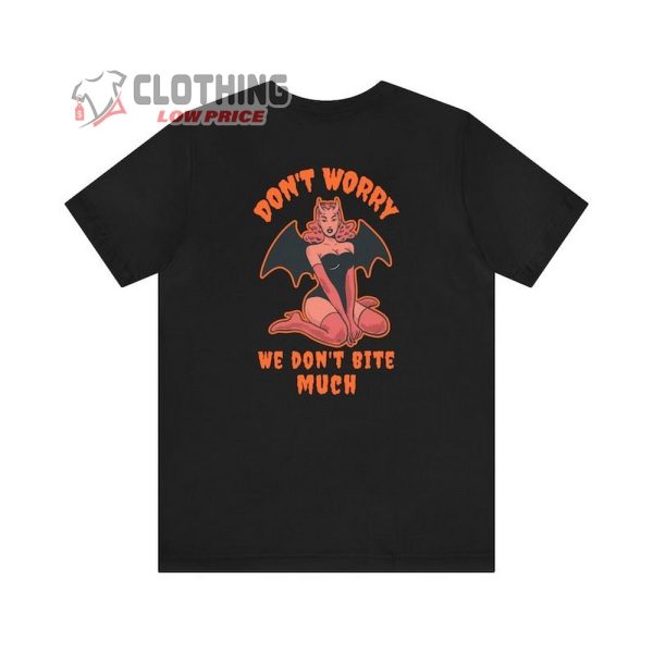 Dont Worry We Dont Bite Much Shirt, Halloween Horror Vampire T-Shirt, Retro Halloween Shirt, Halloween Spooky Season, Vintage Halloween, Halloween Gift