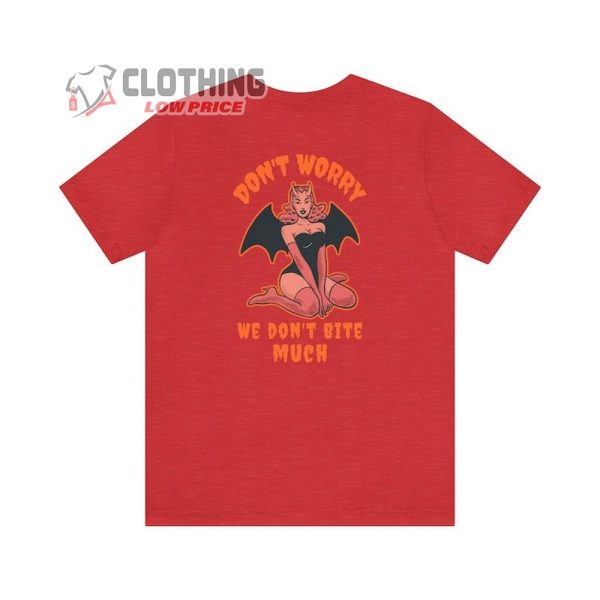 Dont Worry We Dont Bite Much Shirt, Halloween Horror Vampire T-Shirt, Retro Halloween Shirt, Halloween Spooky Season, Vintage Halloween, Halloween Gift