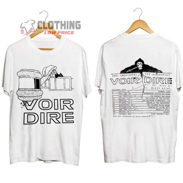 Earl Sweatshirt And The Alchemist Voir Dire Tour 2023 Merch, Voir Dire Tour 2023 Shirt, Earl Sweatshirt And The Alchemist Fall 2023 Tour Dates T-Shirt