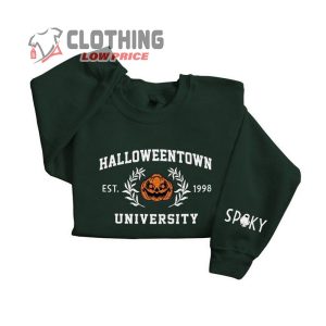 Embroidered Halloweentown Sweatshirt, Halloweentown Sleeve Ghost Pumpkin Spooky University Sweatshirt