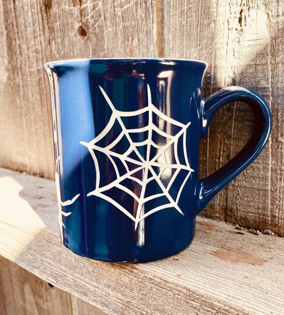 Etched Spiderweb Ceramic Mug Mug etsy