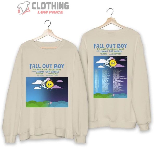 Fall Out Boy Band World Tour 2024 Merch, Fall Out Boy So Much For 2our Dust Shirt, Fall Out Boy 2024 tour with Jimmy Eat World, Hot Mulligan Tee, Fall Out Boy Concert 2024 T-Shirt
