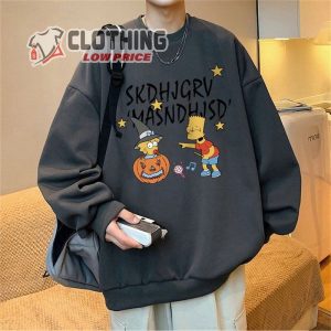 Fall Simpson Pattern Sweatshirt Halloween Pumpkin Simpson Autumn Leaves Pumpkin Sweatshirt Halloween Cartoon Dog Pattern Sweatshirt2