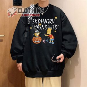 Fall Simpson Pattern Sweatshirt Halloween Pumpkin Simpson Autumn Leaves Pumpkin Sweatshirt Halloween Cartoon Dog Pattern Sweatshirt3